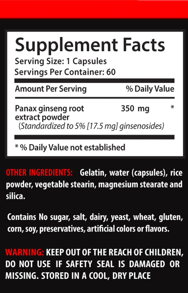 pastillas de mejora - GINSENG COREANO 350MG - suplemento de control de peso - 2B Foto 2 de 4