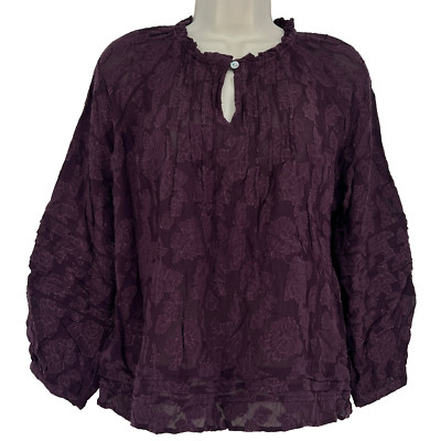 J.Jill Womens Top Boho Cottage Romantic Floral Sheer Whimsygoth Fairy Size S