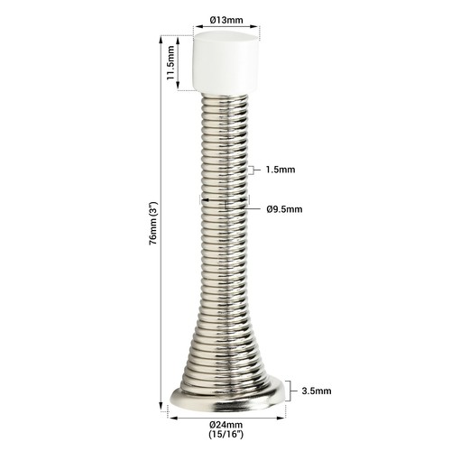 Rok Hardware Fermaporta 3" Flexi Spring Resistente, Nichel Spazzolato, Confezione da 25 - Foto 2 di 3