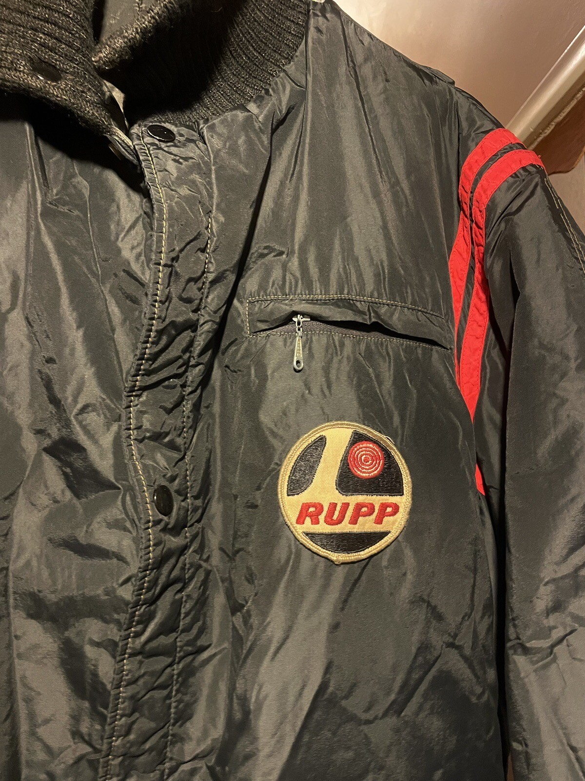 Vintage Rupp Snowmobile Suit Jacket Black & Red MEN'S Sz L/XL 60's 70's