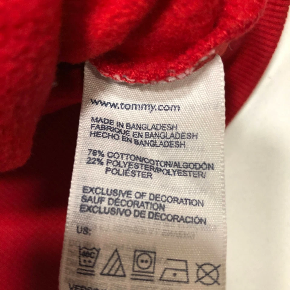 Moletom com capuz Tommy Hilfiger crianças meninos jovens M 5 vermelho mistura de algodão zíper completo - Imagem 3 de 4
