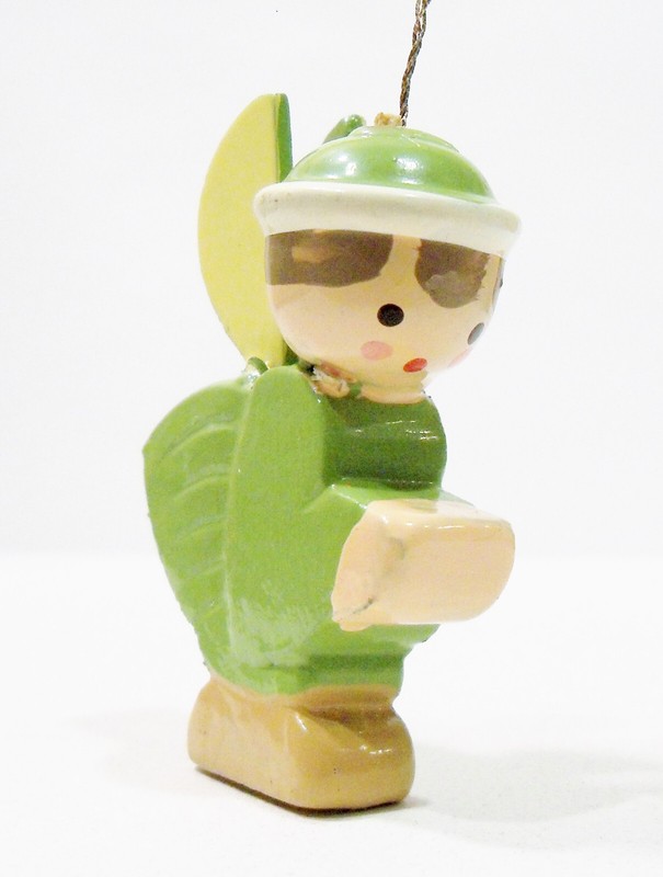 Erzgebirge Style Italy Angel Girl Praying Wooden Wood Vintage Christmas Ornament