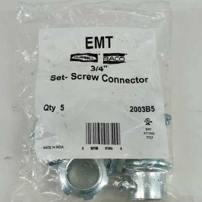 Hubbell EMT RACO Set Screw Connector 3/4'' 2003B5 5 Pack