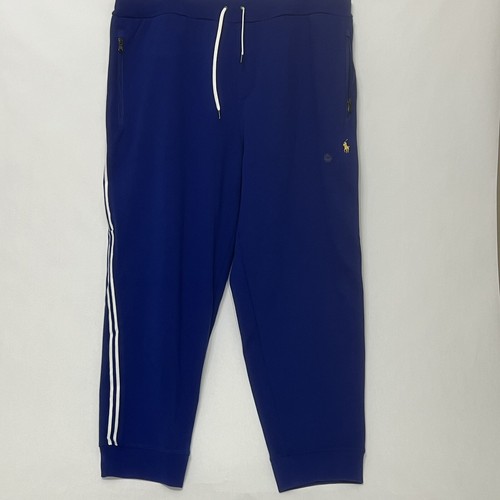 $148 Polo Ralph Lauren Size 2XB Double Knit Stripe Jogger Sweatpants Royal Blue