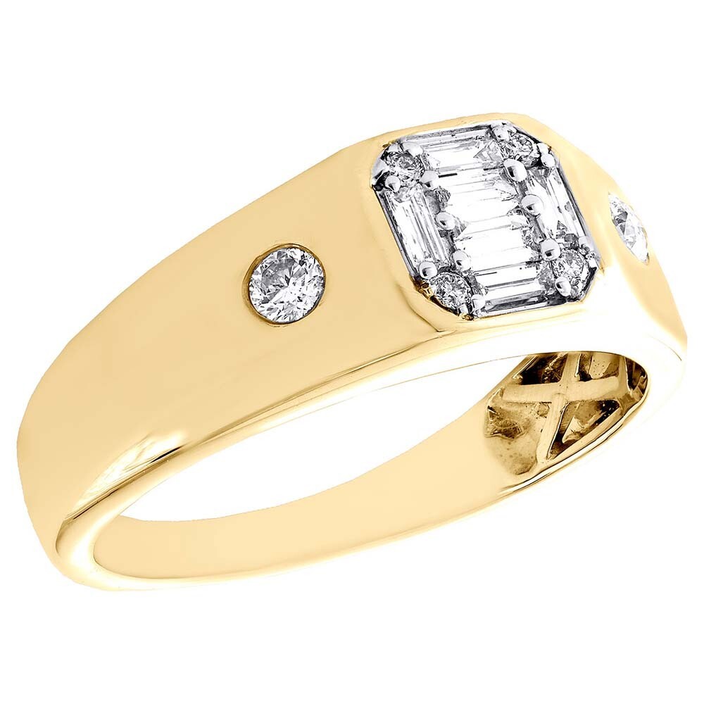 0.37Ct DEW Baguette Moissanite 14K Yellow Gold Plated Men's Anniversary Band