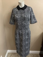 En Focus Studio Black/White Collared Short Sleeve Sheath Formal Dress Sz 8