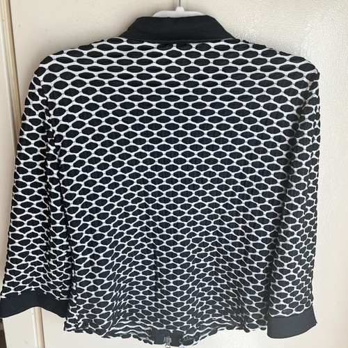 Vintage Joseph Ribkoff Full Zip Jacket Size 12 Black/ White Textured Embossed - Picture 14 of 16