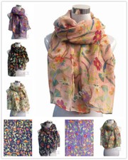 Women Ladies Long Fashion Soft Flower Bird Print Pattern Shawl Scarf Scarves 