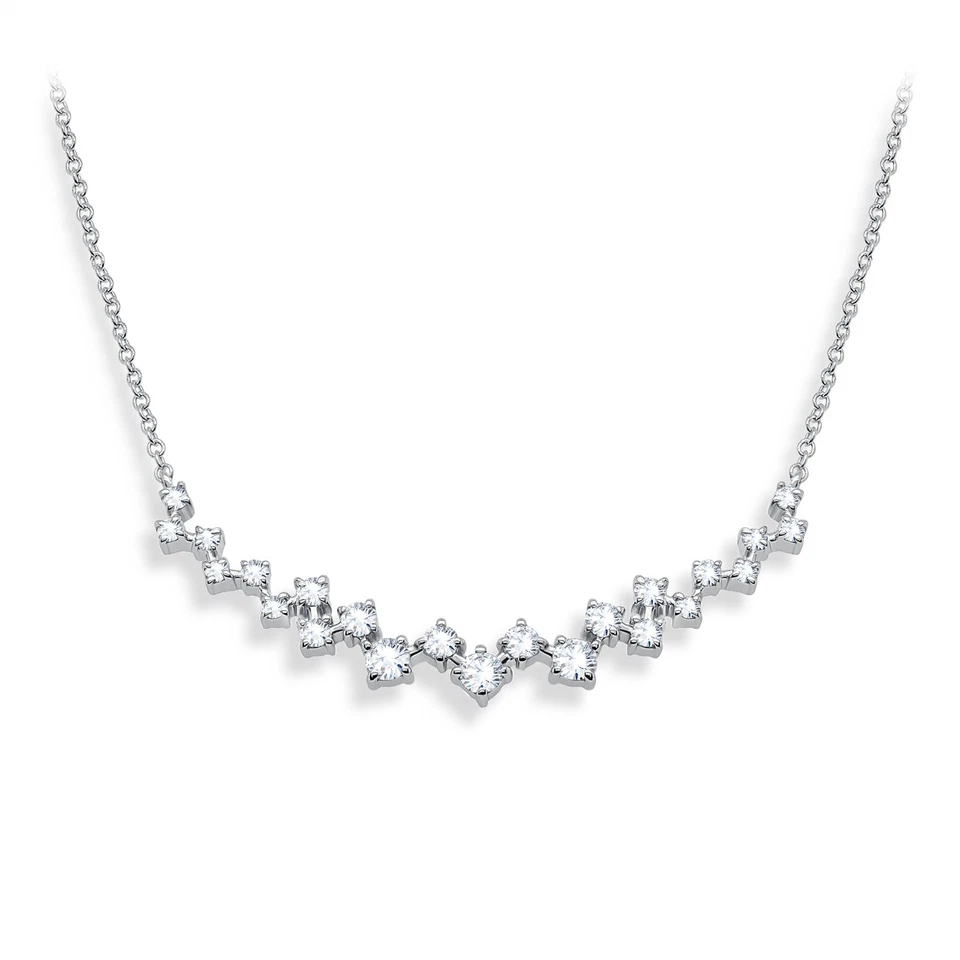 Colgante con racimo de diamantes genuinos de 0,75 quilates para mujer de oro blanco sólido de 10 quilates cadena de 18" Foto 2 de 4