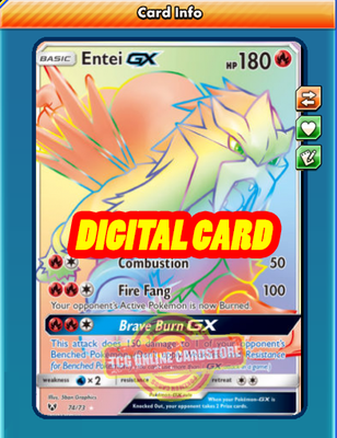 Rr Entei Gx Rainbow Rare 74 73 For Pokemon Tcg Online Ptcgo Digital Card Ebay