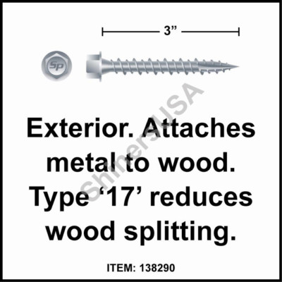 (1000) Type 17 Polegripper Screw 10-14 x 3 Hi- Hex Washer Head #138290
