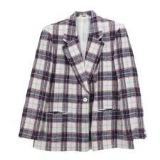 BLEYLE Vintage Plaid Tweed Blazer Jacket Cotton Blend Woven MADE in USA Size 14