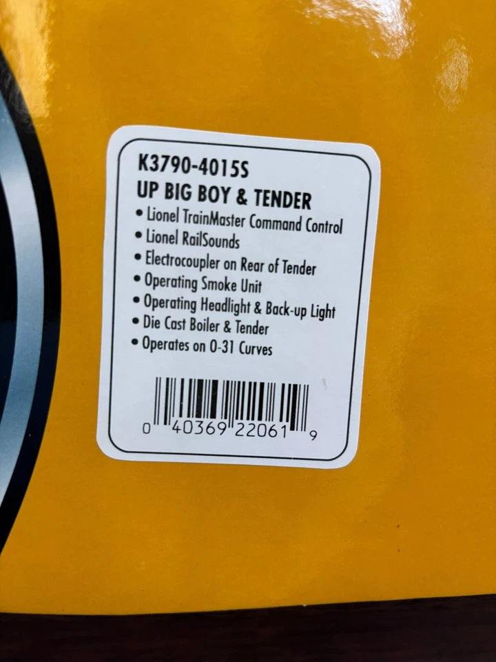 K-Line K3790-40155 U.P. Big Boy Locomotive & Tender #4015 w/Orig Shipping Box - Image 4 of 4