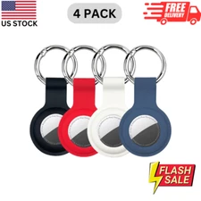 4 Pack Apple AirTag Holder and Keychain Set for Collars Luggage and Key US Stock