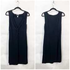 LOFT 10 Womens Solid Black Jersey Knit Rouched Front Sleevless Tank Midi Dress