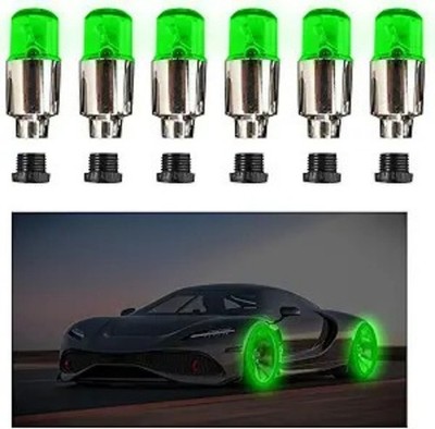 6 PCS Green LED Tire Valve Stem Cap Lights, Waterproof Neon Wheel Color: Green