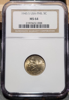 1945 S USPI Philippines 5 Centavos NGC MS 64 Uncirculated