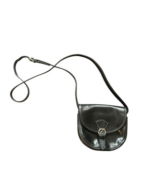 Vera Pelle Shoulder Bag Genuine Leather Made In Italy Crossbody Black EUC