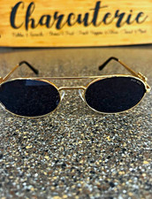 Miu Miu DY02I Oval Sunglasses Gold Metal Frame Black Tinted Lenses UV400