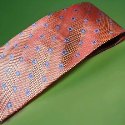 MENS PRONTO UOMO ORANGE/YELLOW/SILVER Geometric Shot Two Toned Silk Tie 4" X 58" - Image 1 of 3
