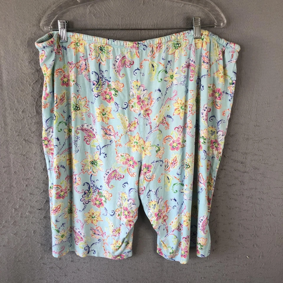 Lauren Ralph Lauren Pajama Set Womens 2X Blue Floral Paisley Cotton Viscose Soft - Image 2 of 4