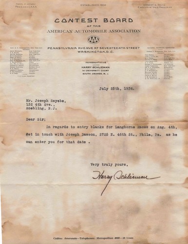 Aaa Racing Board AAA Car Racing Contest Board Stock Car 1934 Correspondence | eBay
