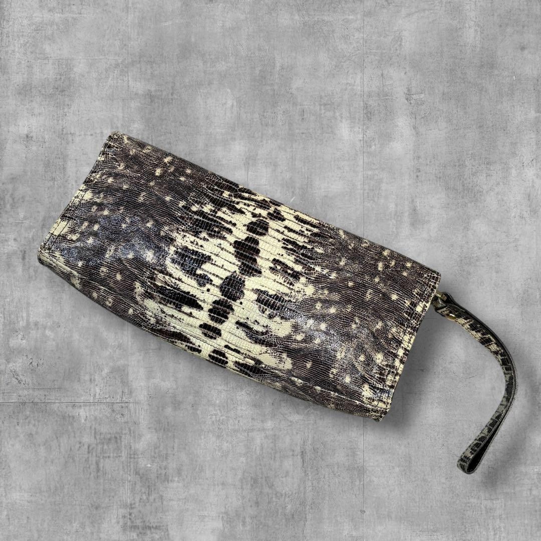 Longchamp Clutch Bag Python Pattern Leather Secon… - image 2