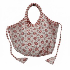 Roller Rabbit Jemina Bondi Beach Bag Tote Orange Pink Geometric Print Summer