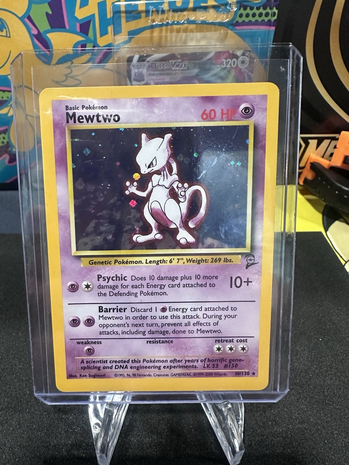 Pokémon TCG Mewtwo Base Set 2 Holo Rare Card 10/130 Vintage WOTC LP