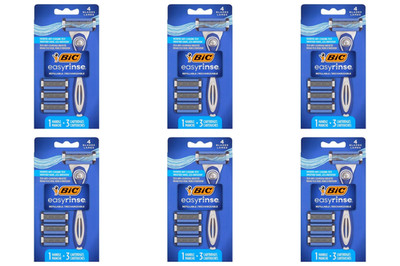 BIC Easy Rinse Razor Kit 6 Pack Handle + 3 Cartridges Each Men's Bulk Set