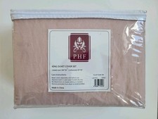 PHF 100 Linen Duvet Cover Set King, 3pcs Light Pink