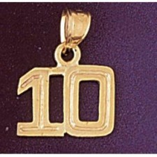 Number 10 Charm Pendant 14k Gold 1.3 Grams 