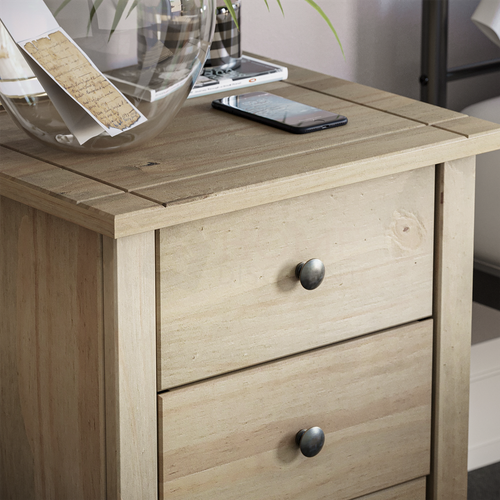 Comodino Panama 3 cassetti rovere naturale cera arredo camera da letto da casa sconto - Foto 5 di 8