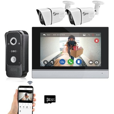 Wired Video Intercom System 7-inch HD Touchscreen Door Phone with WiFi Connect
