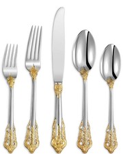 KEAWELL Luxury 20-Piece 18/10 Stainless Steel Flatware Set - Gold Accent