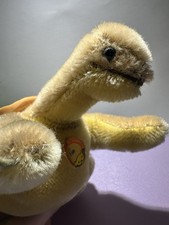 Vintage Steiff Small mohair "Slo" Turtle tortoise Plush with tag and button RARE