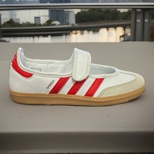 New Women's Size 6.5 Adidas Samba Mary Jane White Red JR7435 Kids Size 5