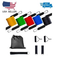 Resistance bands Set Workout with Handles Heavy Tube Exercise Fitness Gym 11PCs