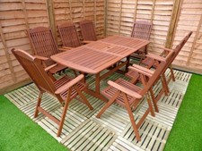 Outdoor Hardwood Furniture Set - 8x Recliners, Extending Table, Minimal Assembly