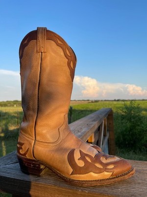 Vintage Dan Post Men's Two-Tone Western Leather Cowboy Boots P2812 Size 11 EW