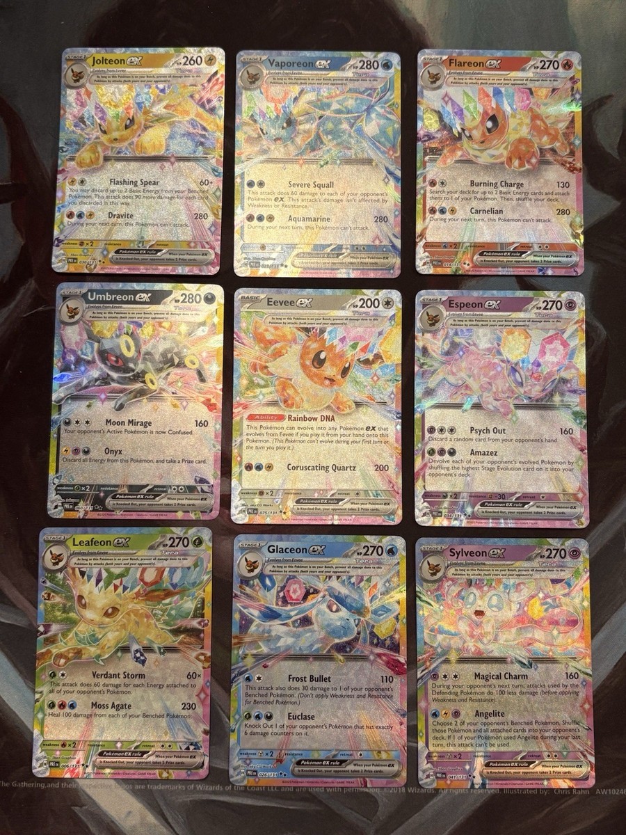 9 Card Eevee-lutions EX Complete Set NM SV: Prismatic Evolutions