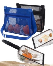 MUYIZI Beach Mesh Shovel with Bag for Shell Sapphire Blue black