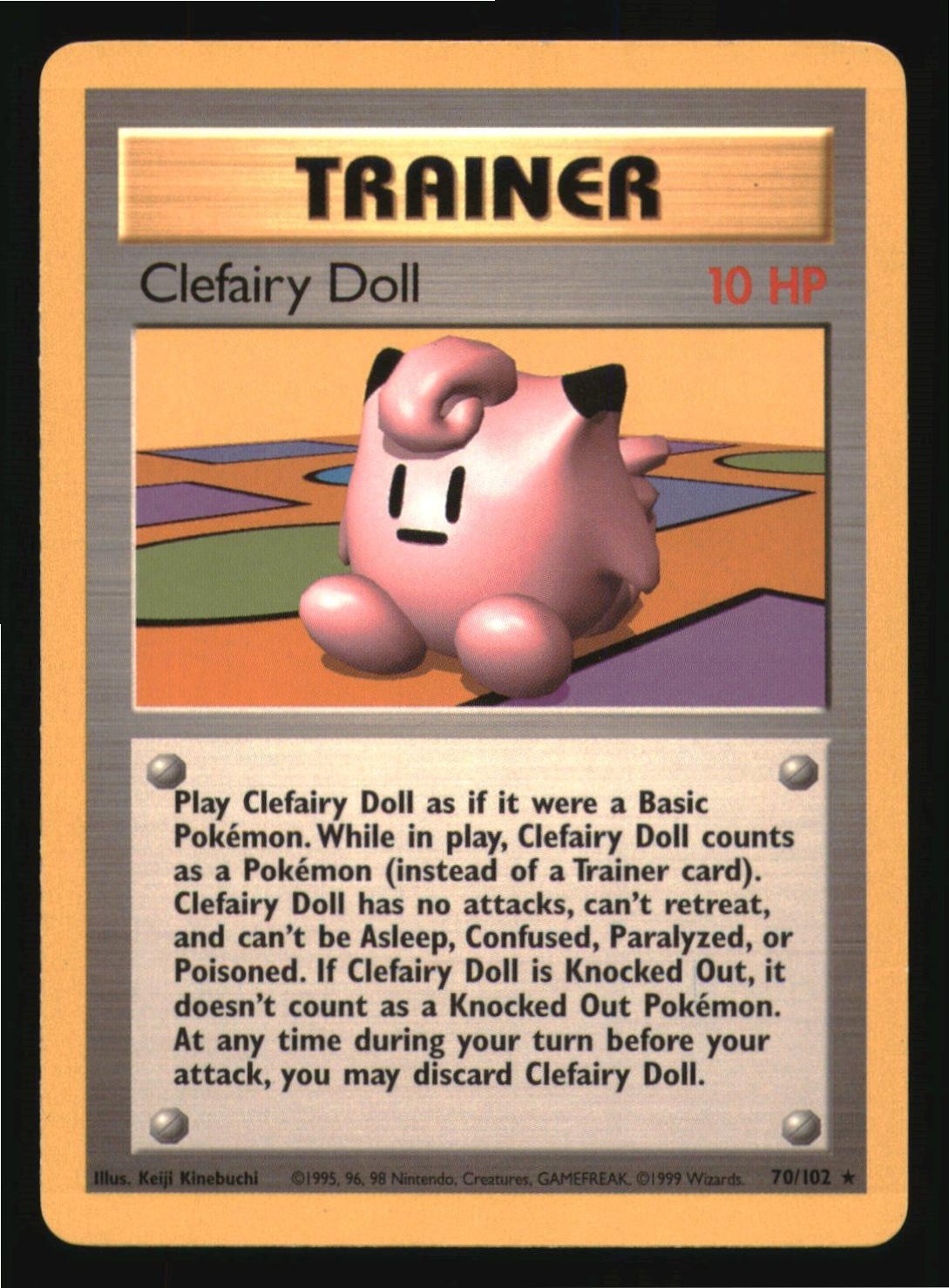 Clefairy Doll 70/102 Rare Base Set Unlimited Pokemon Lightly Played