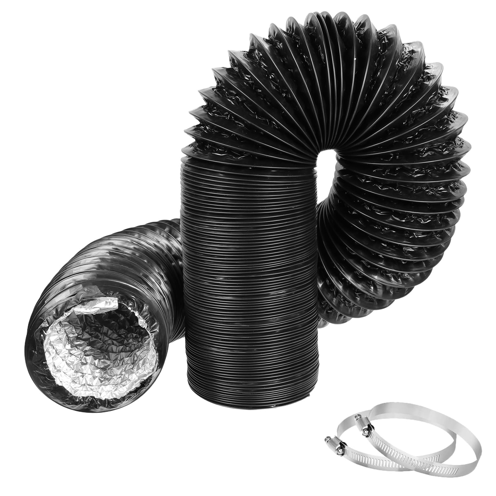 Aluminium PVC Ventilation Air Ducting 100mm x 4m Flexible Vent Hose Black
