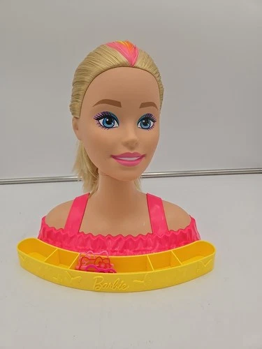 EUC Barbie Totally Hair Neon Rainbow Styling Head EUC 2022