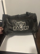 NFL Team Raiders Leather Weekend Duffel Bag Ads Sports