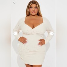 NWT Fashion Nova Taupe Long Sleeve Dress 1x