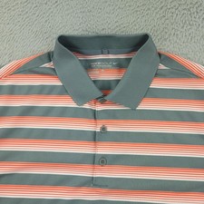 Nike Golf Polo Shirt Mens Large Gray Orange Stripe Dri-Fit Tour Performance