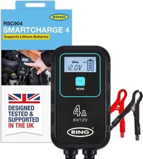 Image of RING SMARTCHARGE 4A Car Charger & Maintainer With Crocodile Clips & Built-In Ha