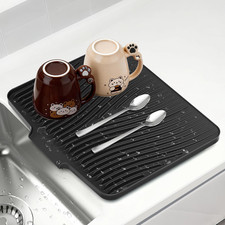 Silicone Dish Drying Mat for Kitchen Counter, Non-Slip Drain Pad, Dish Drying Pa